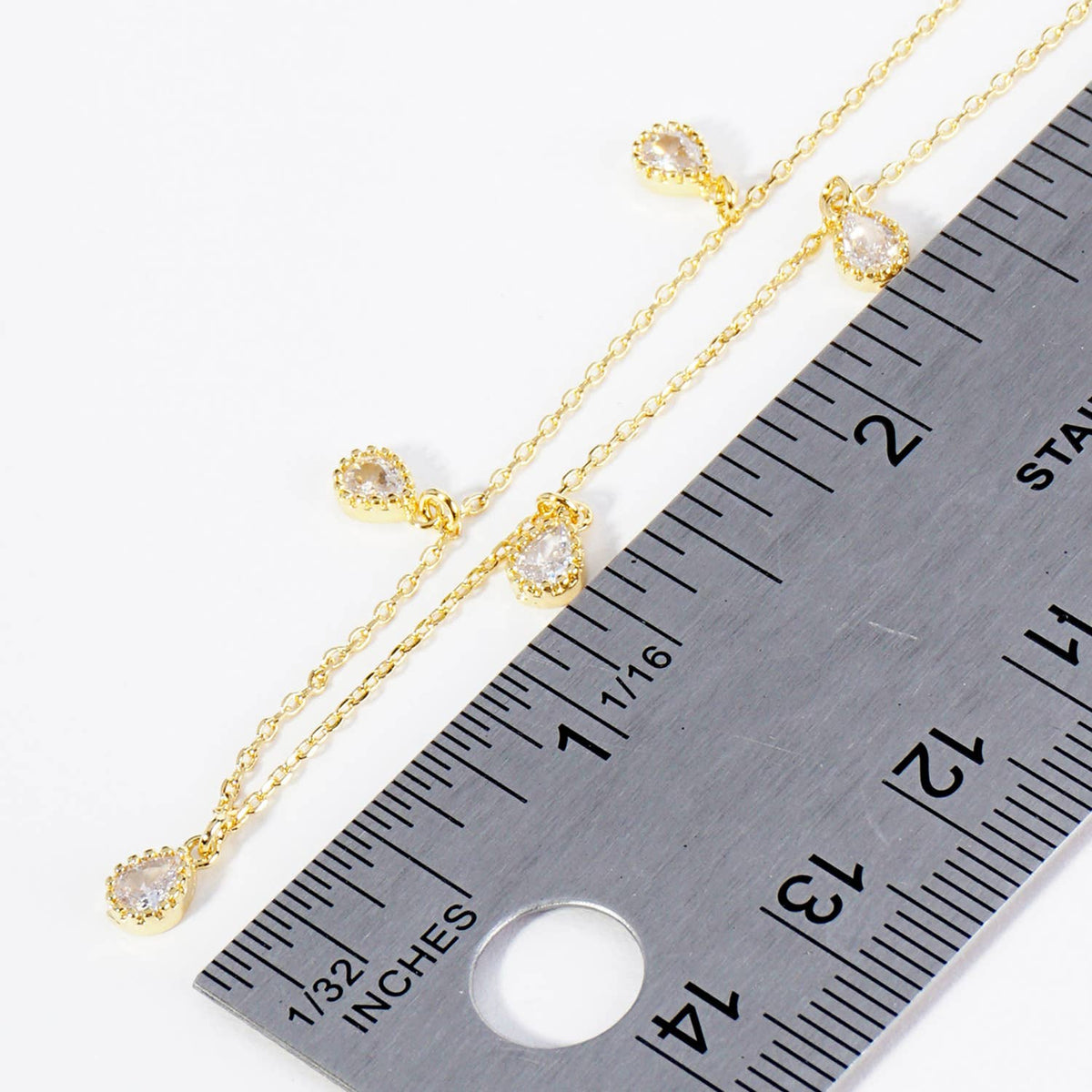 Teardrop Cubic Zirconia Dangle Anklet