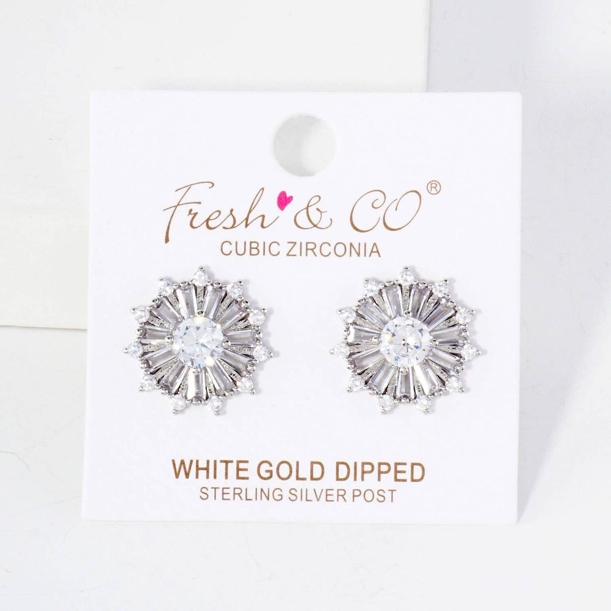 Round Stud Earrings with Various-Shaped CZ-Stones EARRING