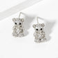 Minimalist Pave-Set Teddy-Bear with Bow Stud Earrings