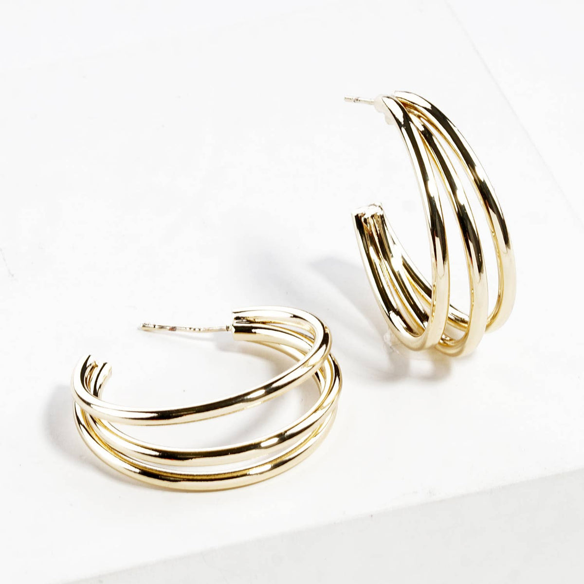 Triple Layered Geometric Hoop Earrings