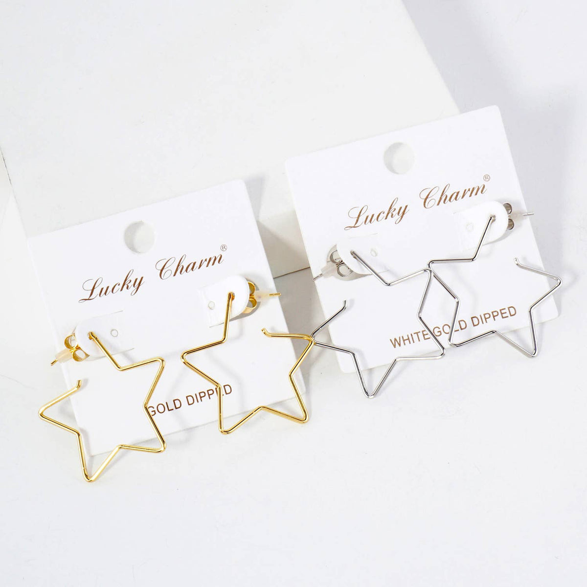 Polished Brass Delicate Star-Shaped 30mm Hoop Earrings