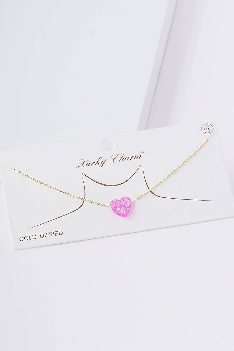 Gold Plated Opal Heart Necklace