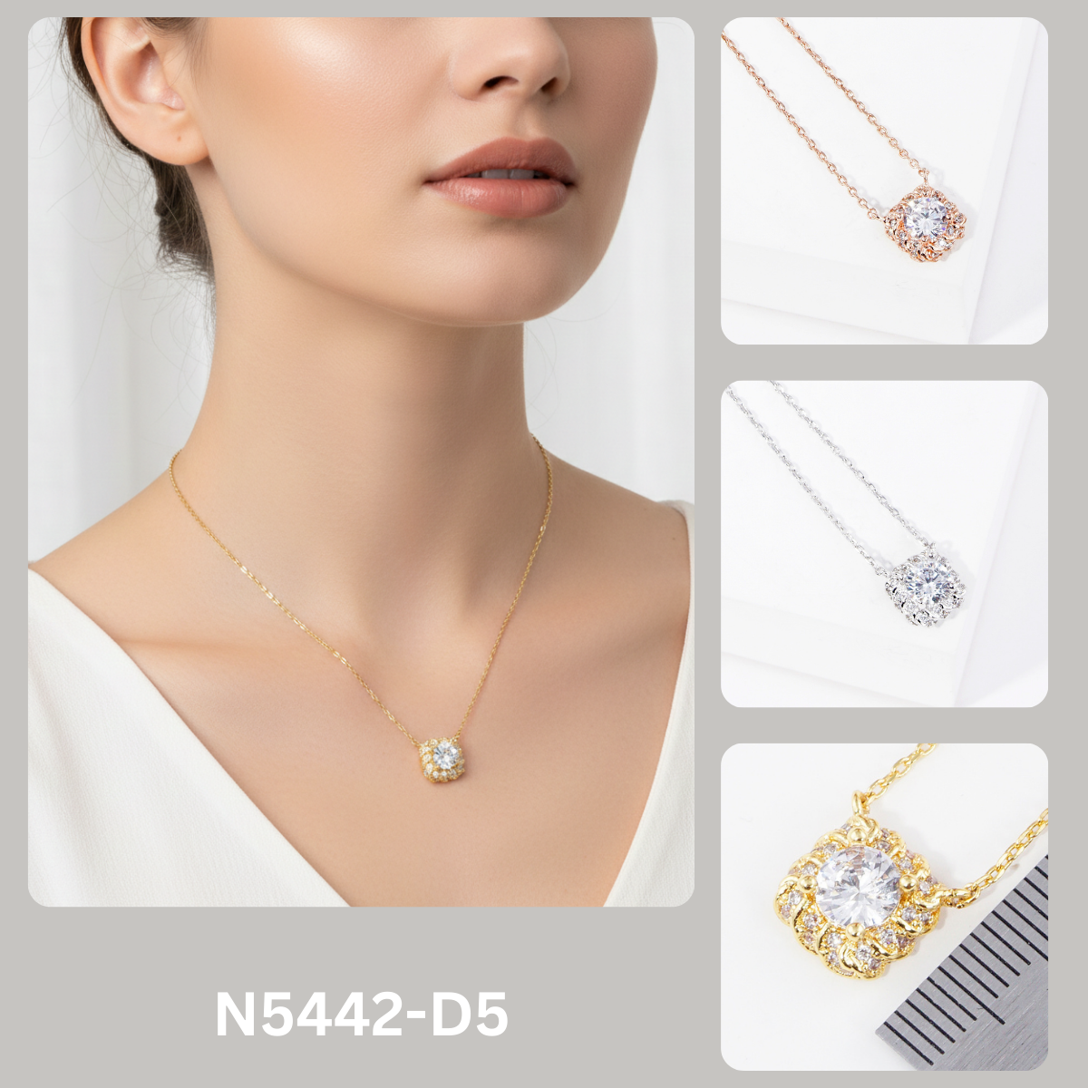 Vintage-Inspired Square Halo CZ Pendant Necklace