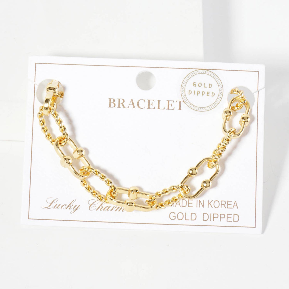 Mixed Texture U-Link Chain Bracelet