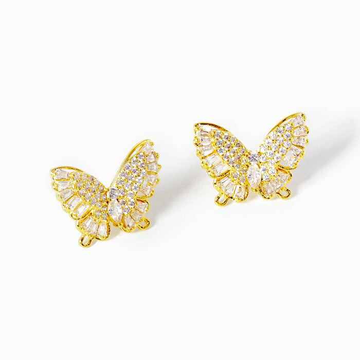 Dainty Cubic Zirconia Butterfly Stud Earrings