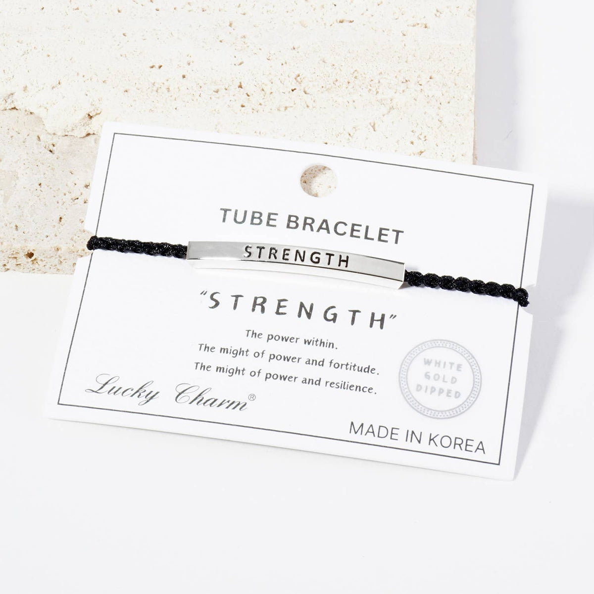 Inspirational Messages "Strength" Tube Bar Bracelet