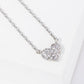 Pave CZ Padded Heart Charm Necklace