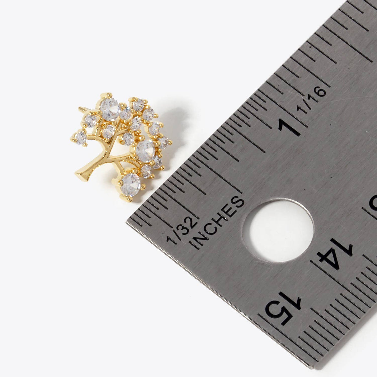 Gold Dipped Cubic Tree of Life Stud Earrings