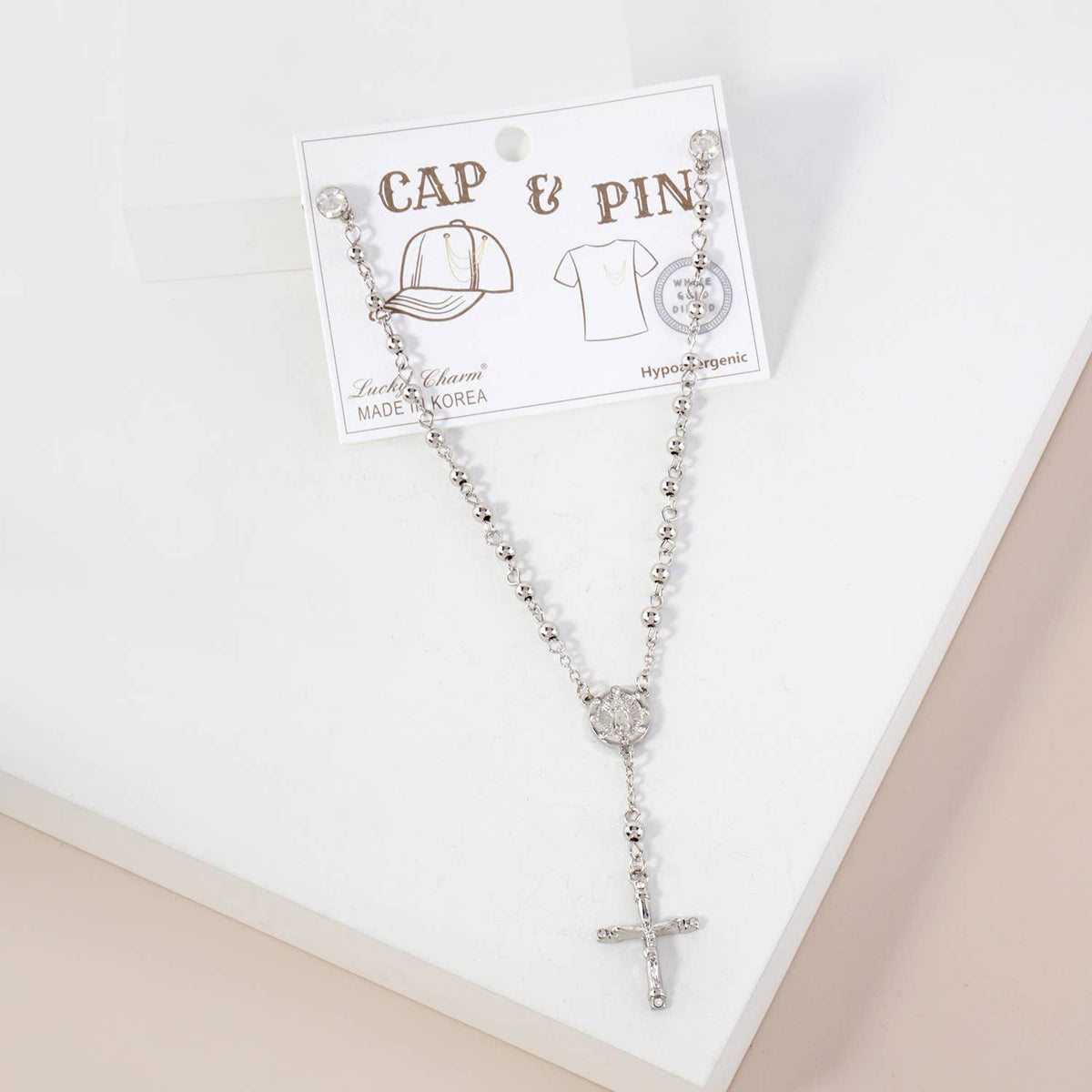 Lucky Charm Cap & Pin Rosary Chain Accessory
