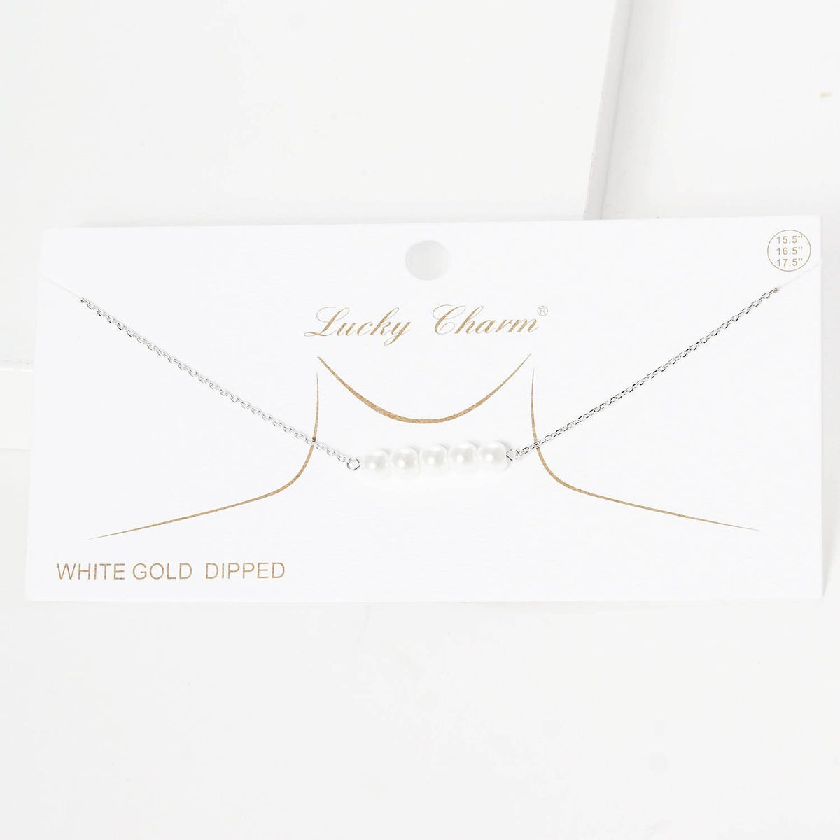 Gold 5 Beaded Freshwater Pearl Necklace