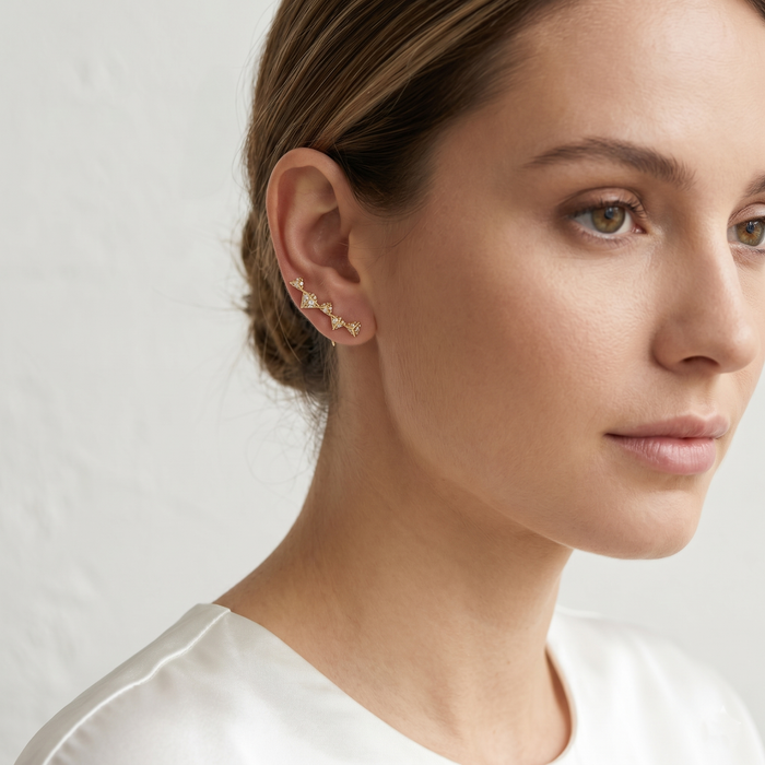 Gold Plated Triangle Ear Climber Earrings