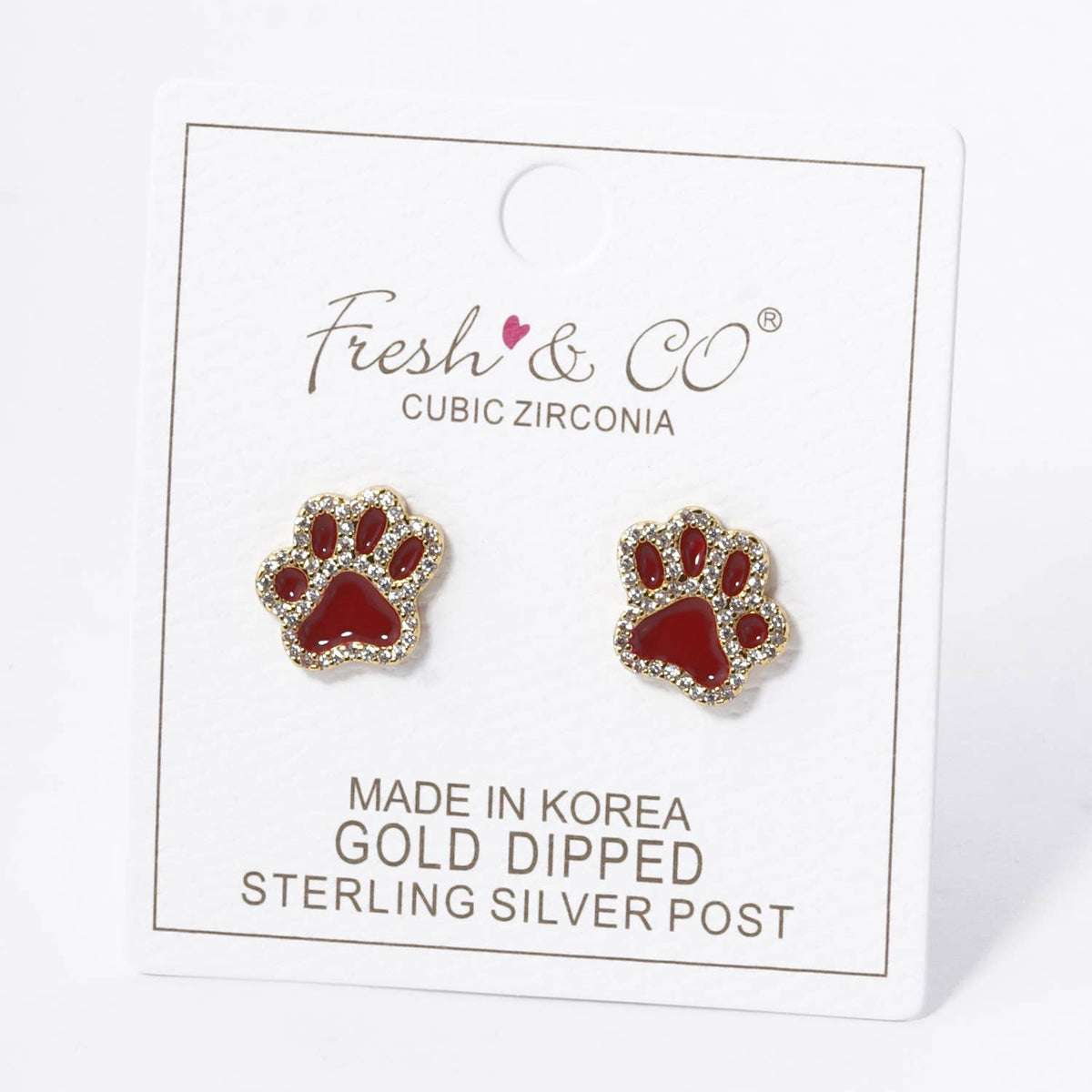 Game Day 13mm Enamel Paw Stud Earrings.