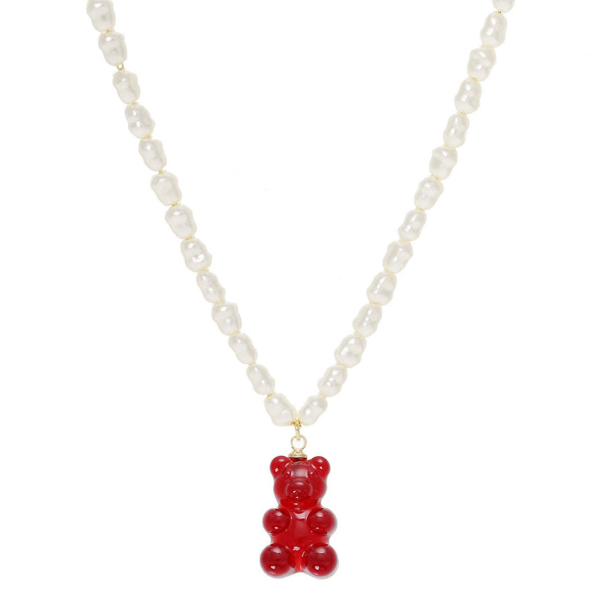 Multicolor Beaded Gummy Bear Pearl Necklace