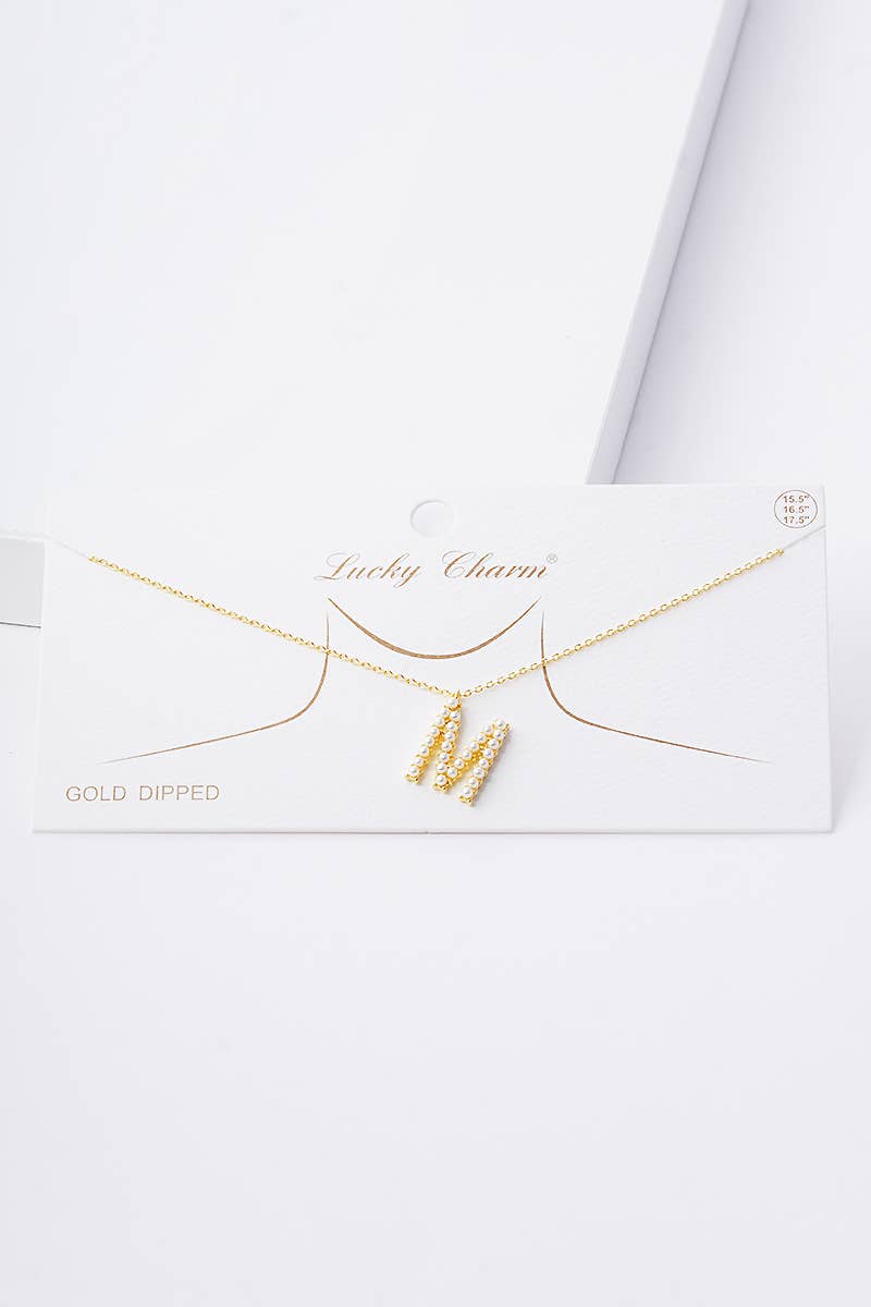 Gold Plated Pearl Initial Necklace