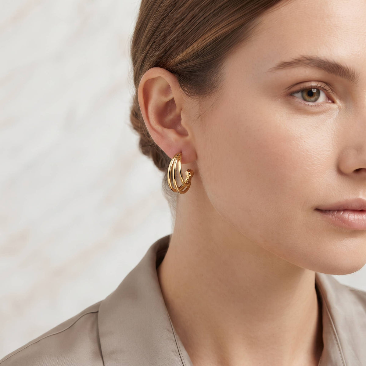 Triple Strand Hoop Earrings