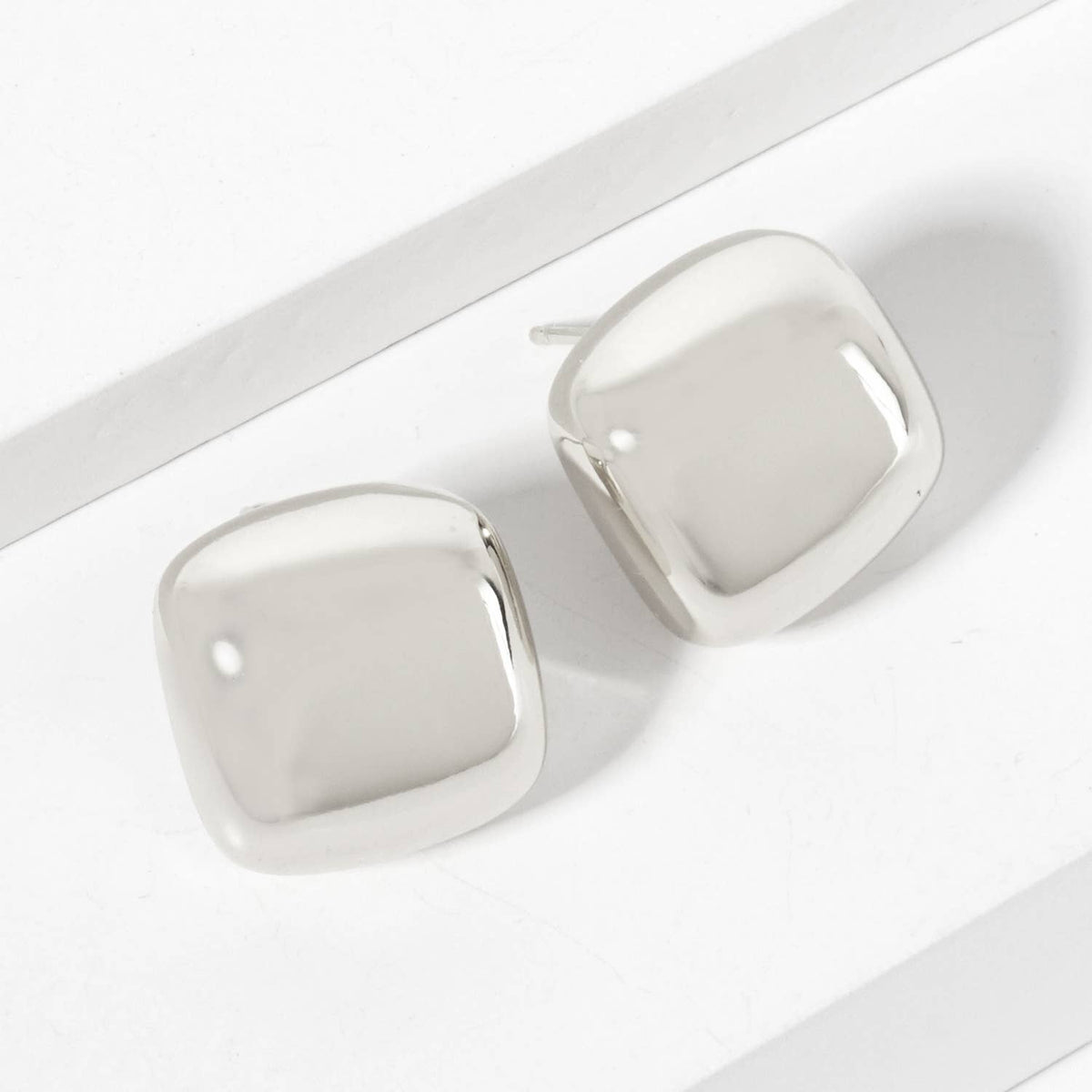 Polished Brass 16mm Square-Shaped Stud Earrings