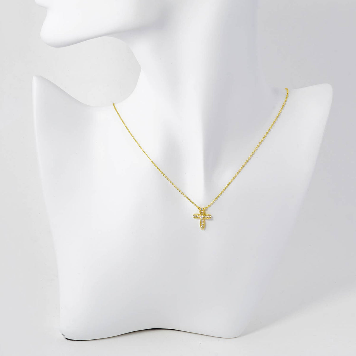 Dainty Rhinestone Cross Pendant Necklace