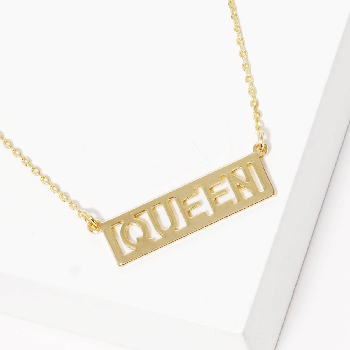 Gold Plated "Queen" Monogram Necklace