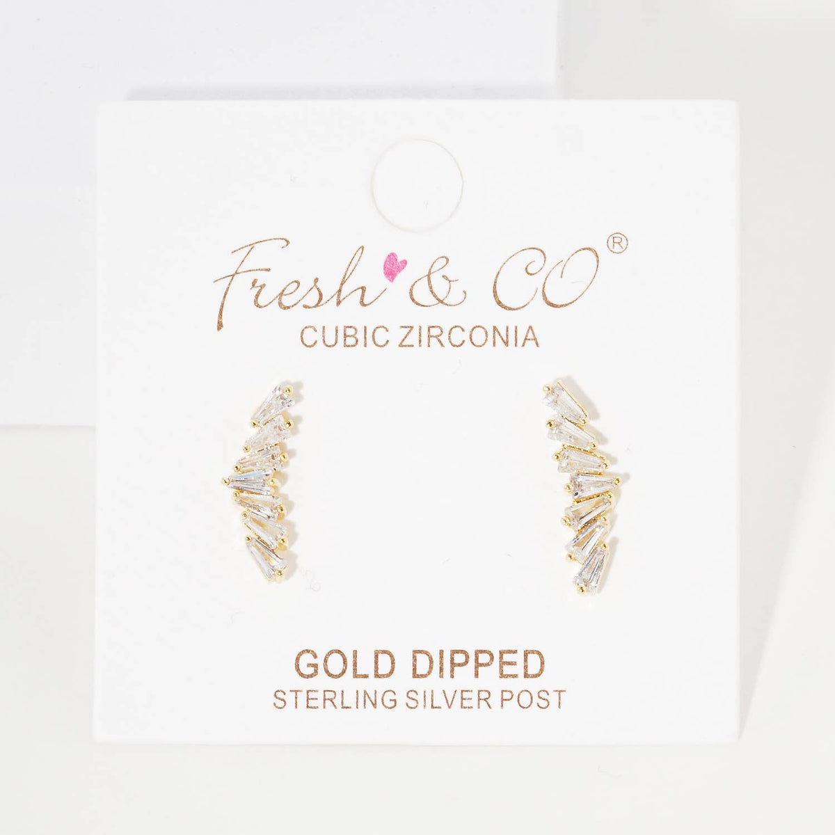 Cubic Zirconia Baguette Ear Crawlers