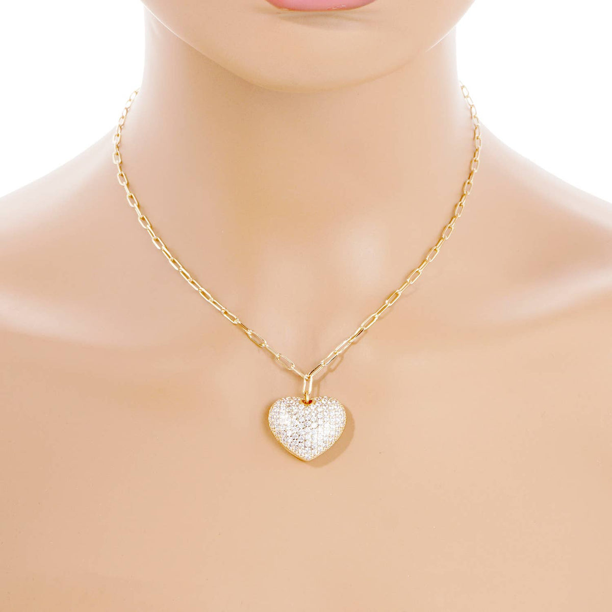 Gold Plated Cubic Heart Pendant Necklace