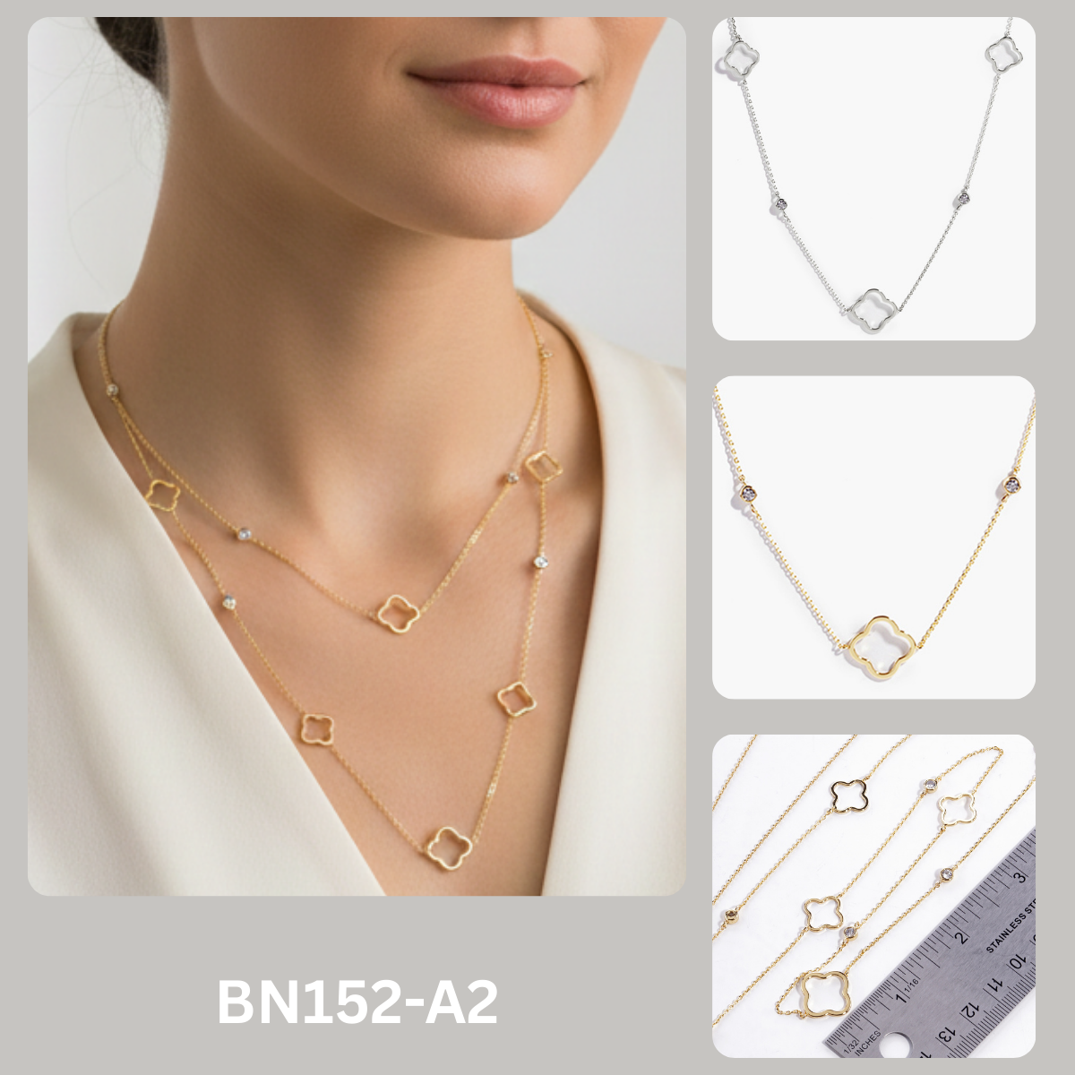 Demi Clover Double-Layer Chain Necklace