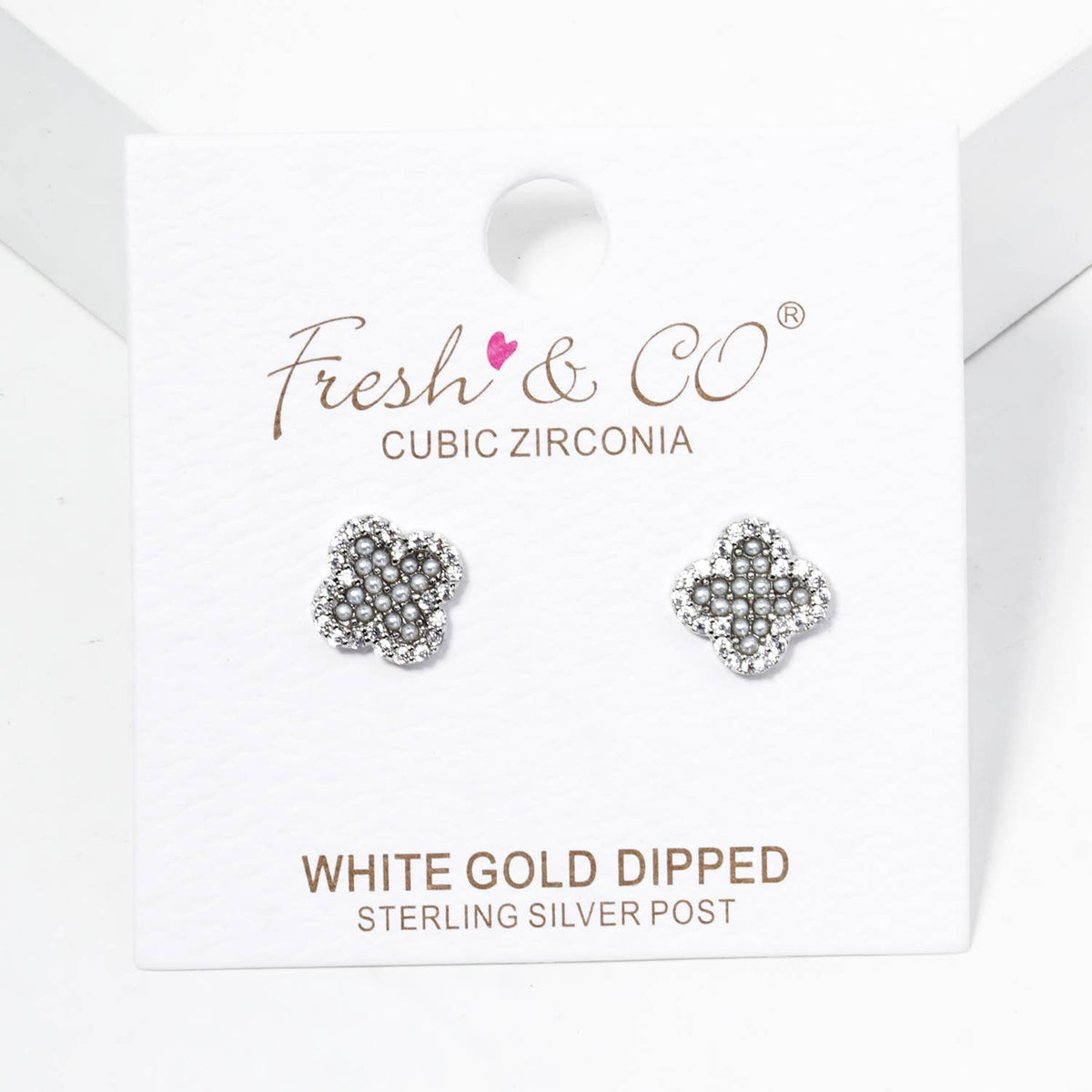 Dazzling Clover Pearl Stud Earrings