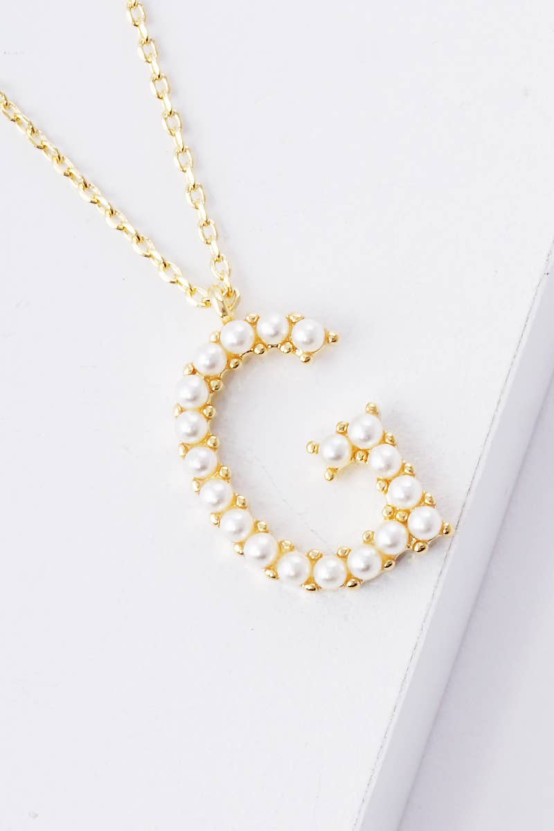 Gold Plated Pearl Initial Necklace