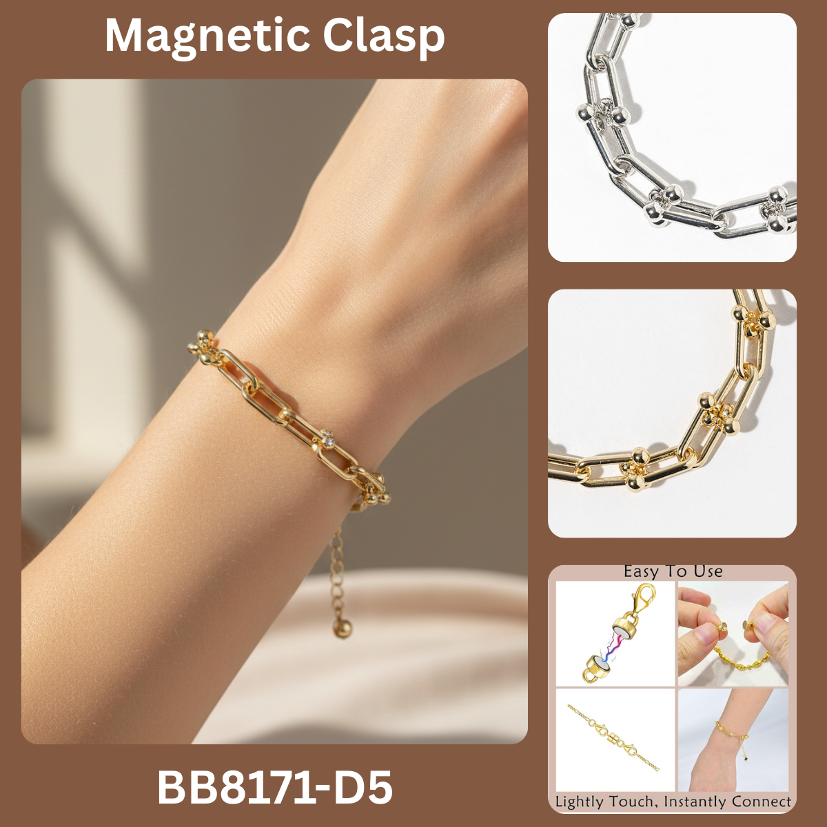 Effortless Magnetic Clasp U-Link Chain Bracelet