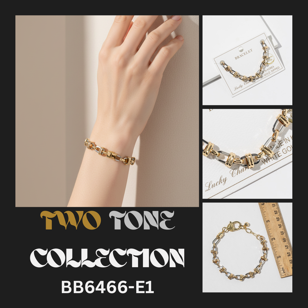 Two-Tone Mixed Metal Link Bracelet