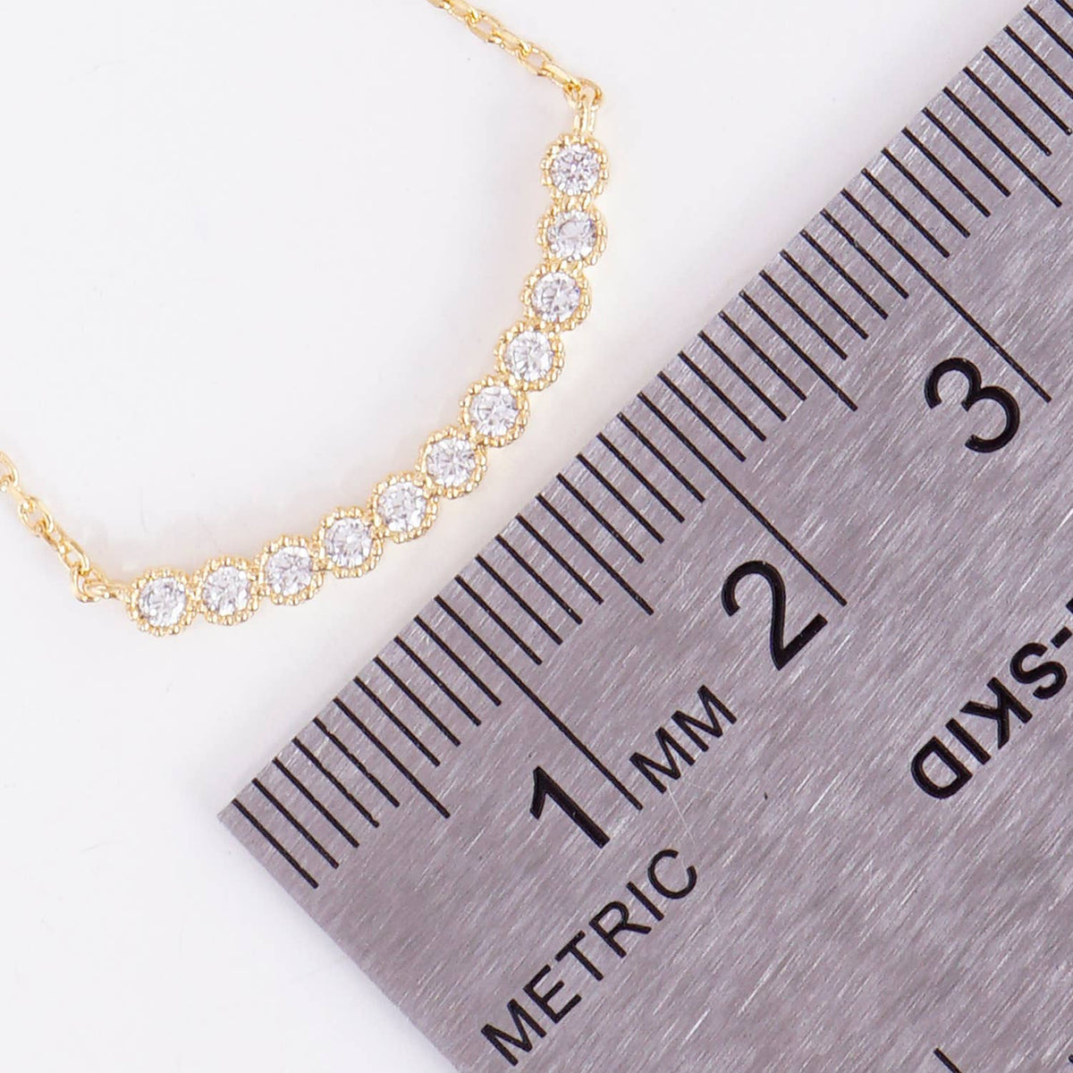Curved CZ Bar Pendant Necklace