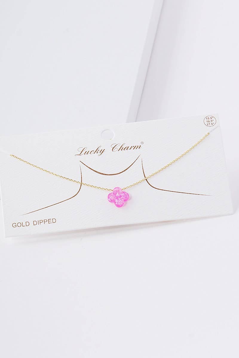 Gold Plated Opal Four Leaf Clover Necklace