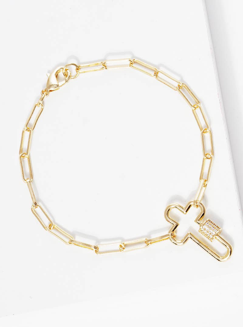 Minimalist Cross Carabiner Chain Bracelet