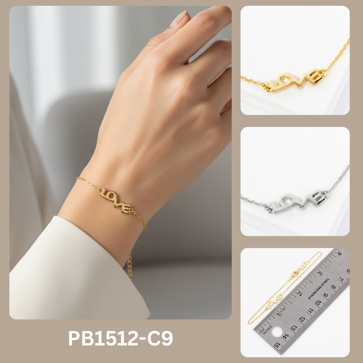 Minimalist Block-Letter "LOVE" Bracelet