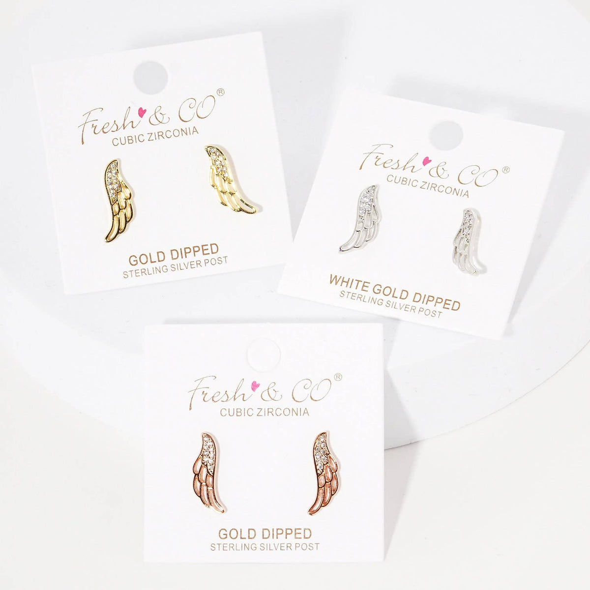 Gold Angel Wing Ear Post Earrings