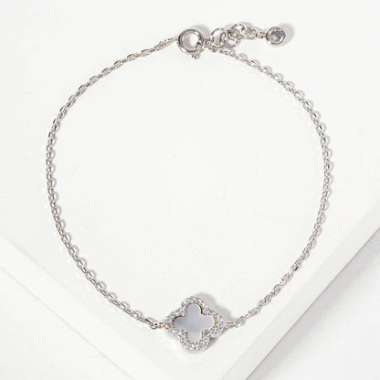 Pave-Set 11mm 18K-Gold-Dipped Brass Quatrefoil Bracelet