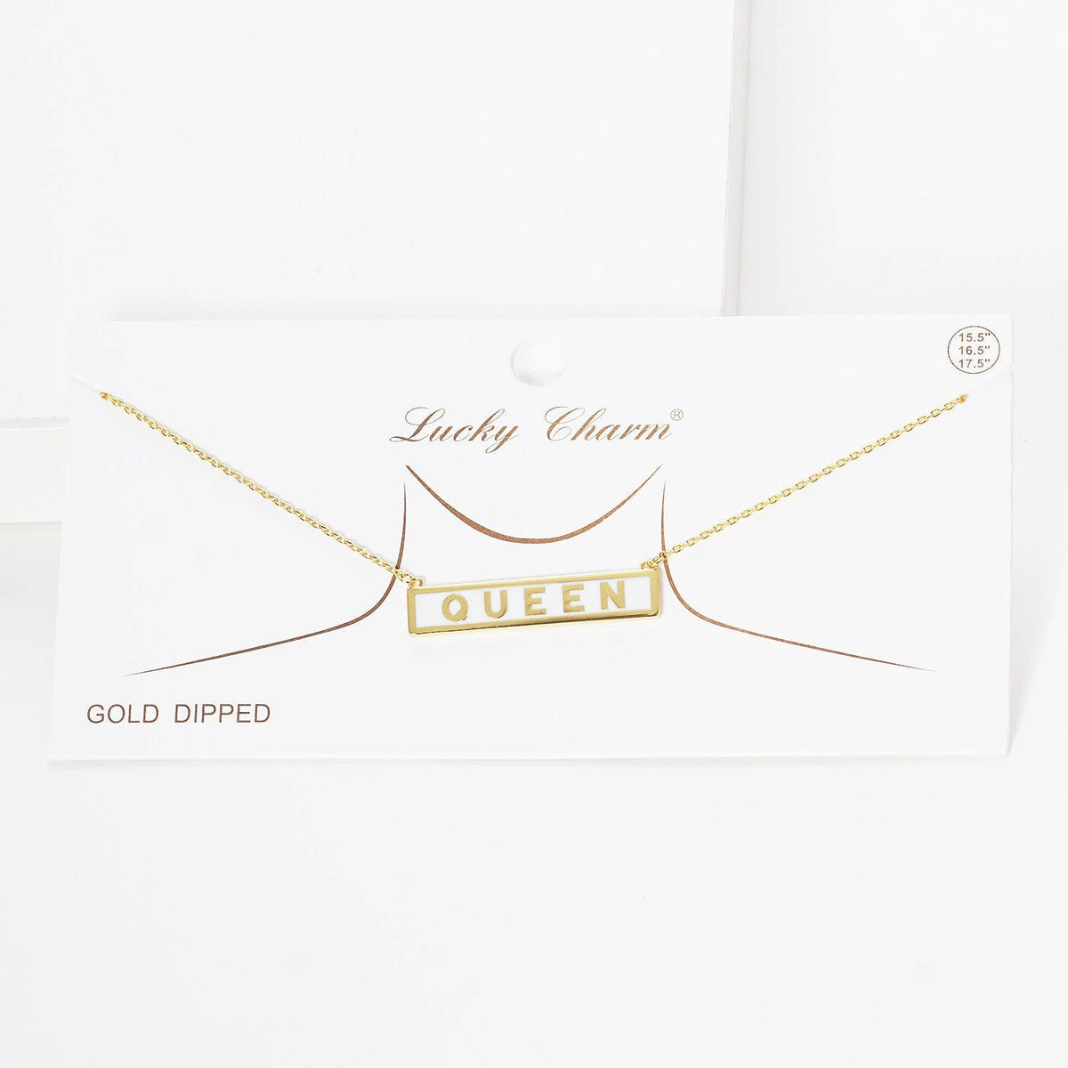 Gold Plated Mini Bar QUEEN Necklace