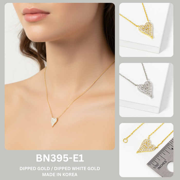 Dainty Pave CZ Elongated Heart Pendant Necklace