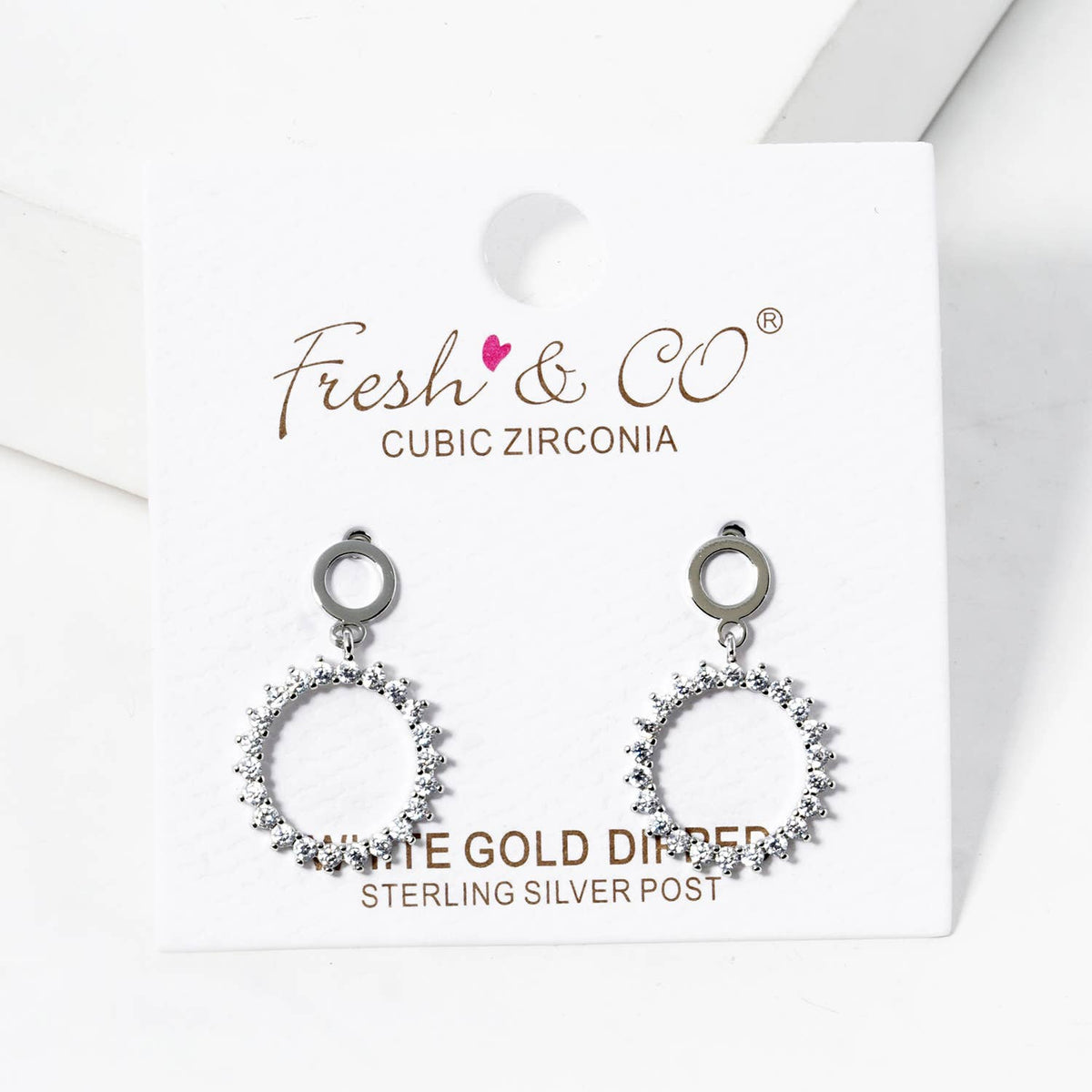 Dainty Pave Circle Drop Earrings