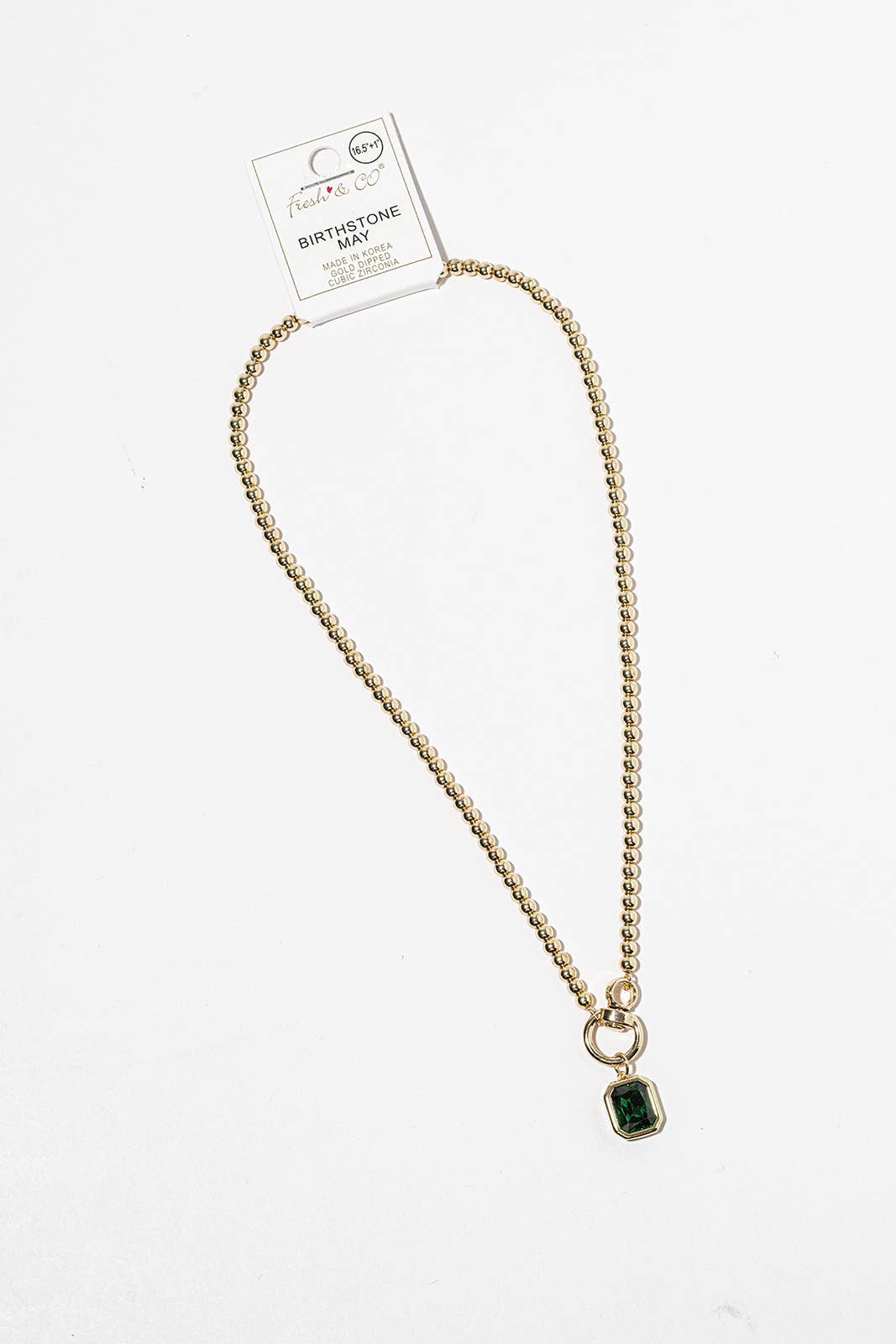 Birthstone Pendant Necklace – Gold-Dipped Ball Chain