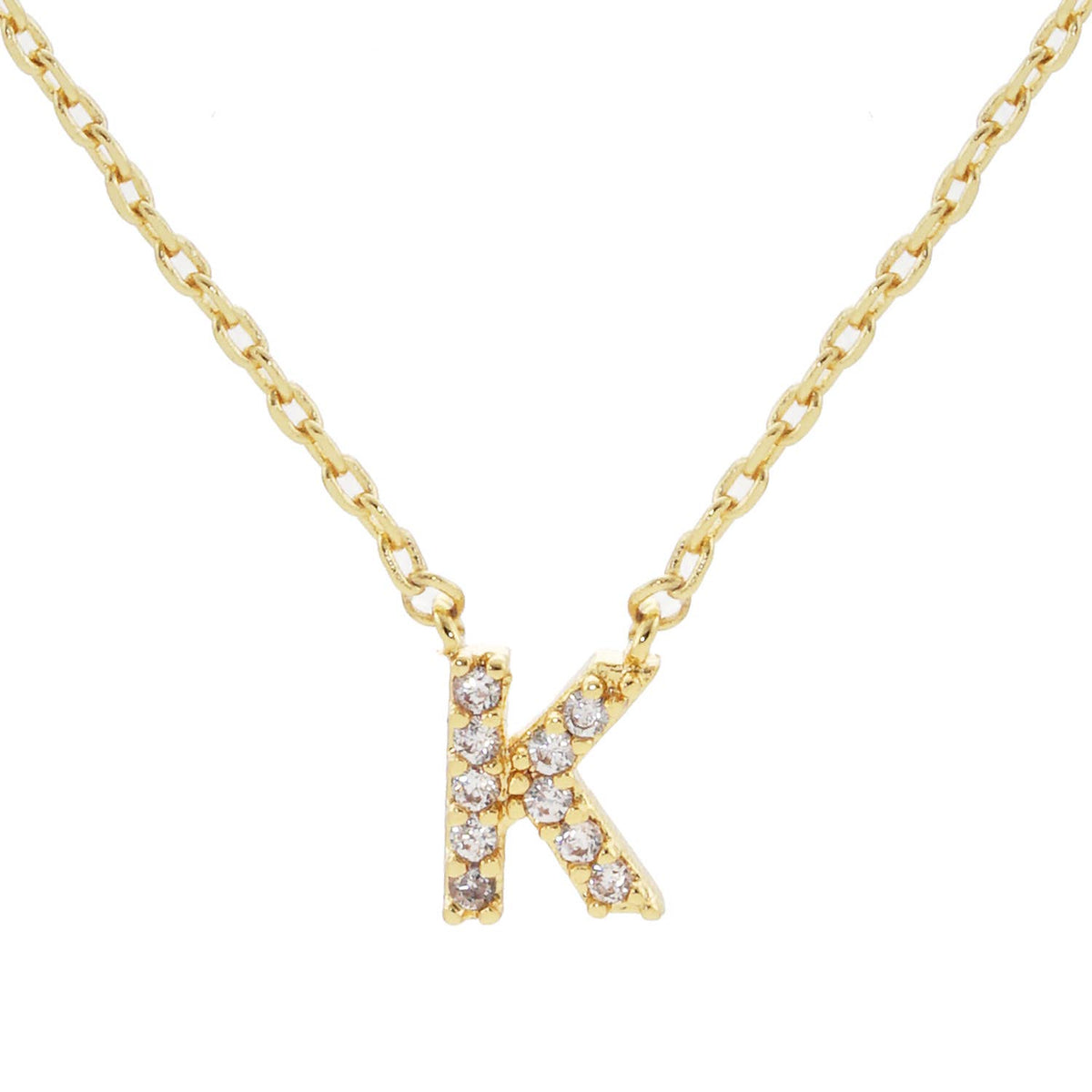 18K Gold Dipped Micro CZ Pave Initial Pendant Necklace