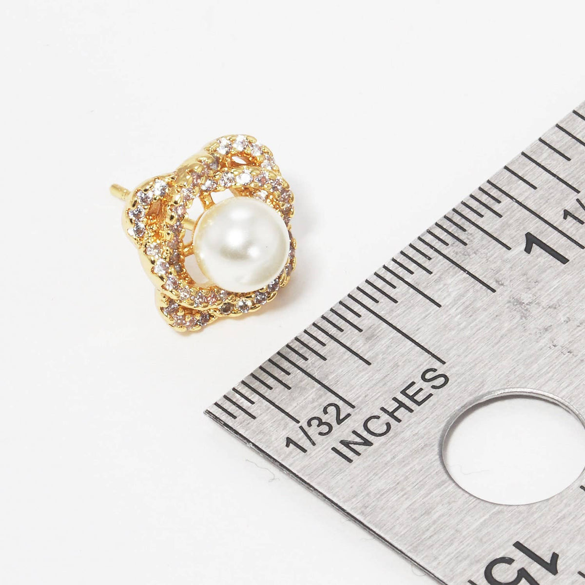 Gold Freshwater Pearl Rose Flower Earrings