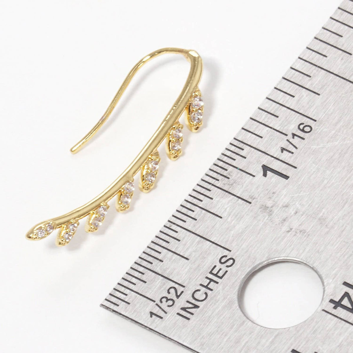 Gold Leaf Vine Ear Crawler Earrings