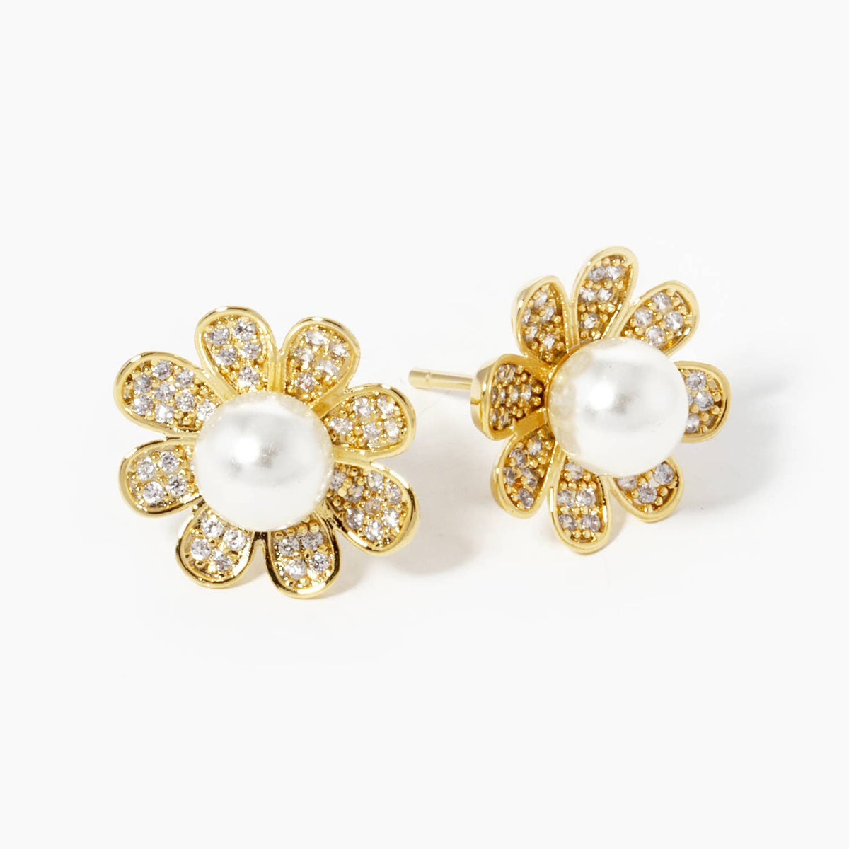 Freshwater Pearl Daisy Stud Earrings