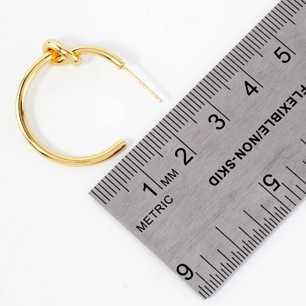 Polished Brass Delicate Knot Accent 25mm Hoop Earrings
