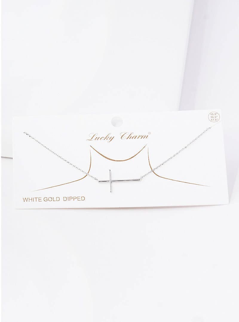 Gold Plated Sideway Christian Cross Necklace