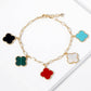 Mother of Pearl Clover Charm Paperclip Link Bracelet