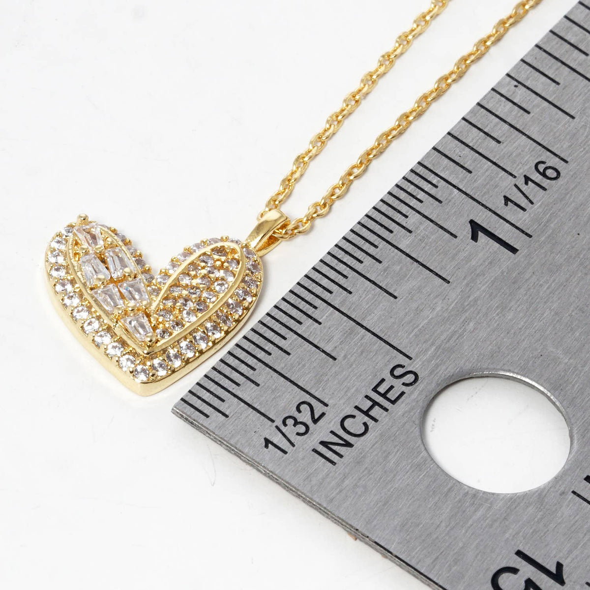 Elegant Pave Cubic Zirconia Heart Pendant Necklace