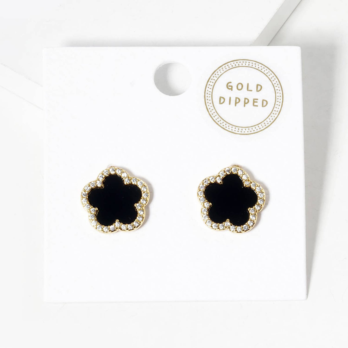 Dainty Clover Pave Cubic Zirconia Stud Earrings