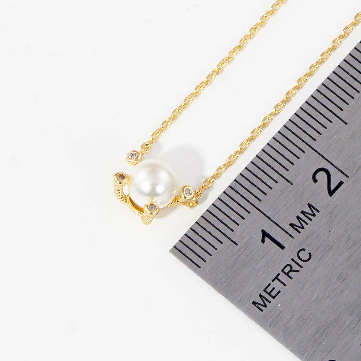 Minimalist Pearl and CZ Accented Pendant Necklace