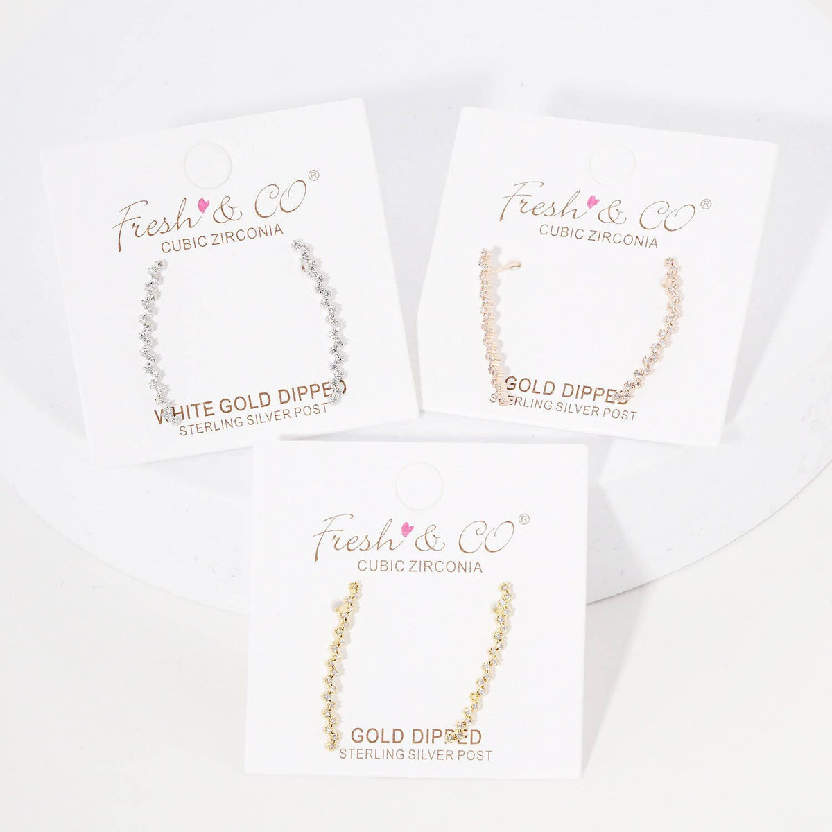 Gold Plated Tiny Zig Zag Ear Climber Earrings